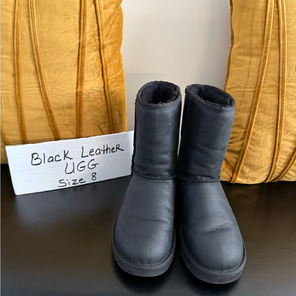 Black Leather Uggs Boots